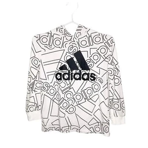 Adidas Camiseta con Capucha y Logo Blanco y Negro Manga Larga Niños Pequeña - Imagen 1 de 5
