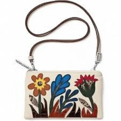Bolso Cartera Brighton EDEN Multicolor Flores Cuero Blanco RT $145 NUEVO CON ETIQUETAS Foto 1 de 4