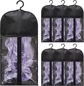6-Pack Hair Extension Holder - Wig Storage Bags with Hanger for Multiple Wigs, D - Picture 1 of 12