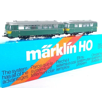 Marklin AC HO 1:87 Belgium SNCB Type: 551 "AMFT" RAILBUS + RAILCAR MIB`85 RARE! - Image 1 of 4