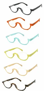 1 or 3 Pair Half Moon Colorful Frame Full Lens Reading Glasses Spring Hinges - Picture 1 of 30