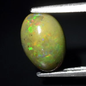 0.90ct 8x5.8mm Oval Cab Natural Floral Flash Play-Of-Color Crystal Black Opal - Picture 1 of 4