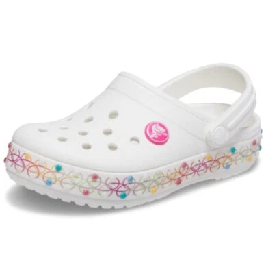 Crocs Kids Crocband Rainbow Band Clogs, White/Multi, Size C10 US Toddler - Image 1 of 4