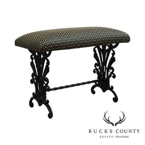 Antique Art Deco Iron Base Stool or Bench Cover