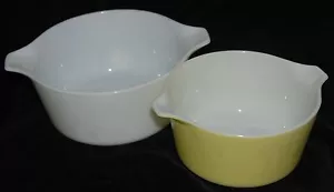 Set of Pyrex Yellow And white 1 Qt.& 1.5 Qt.Casseroles - Picture 1 of 8