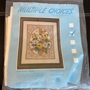 Adele Veres De Colección Años 70 NUEVO DE LOTE ANTIGUO Mediados de Siglo 14x18 Margaritas Crewel Kit de Bordado - Imagen 1 de 3