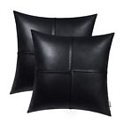  Faux Leather Throw Pillow Covers 18 X 18 Inches, 18 X 18 Inches - 2Pcs Blacks