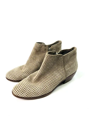 Sam Edelman Women's Size 6 Beige Leather Perforated Mesh Side Zip Booties - Image 1 of 4