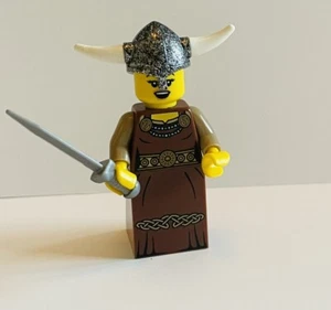 LEGO Viking Woman col109 Minifigure. Collectable Series 7. CMF. Wrong Helmet - Picture 1 of 4