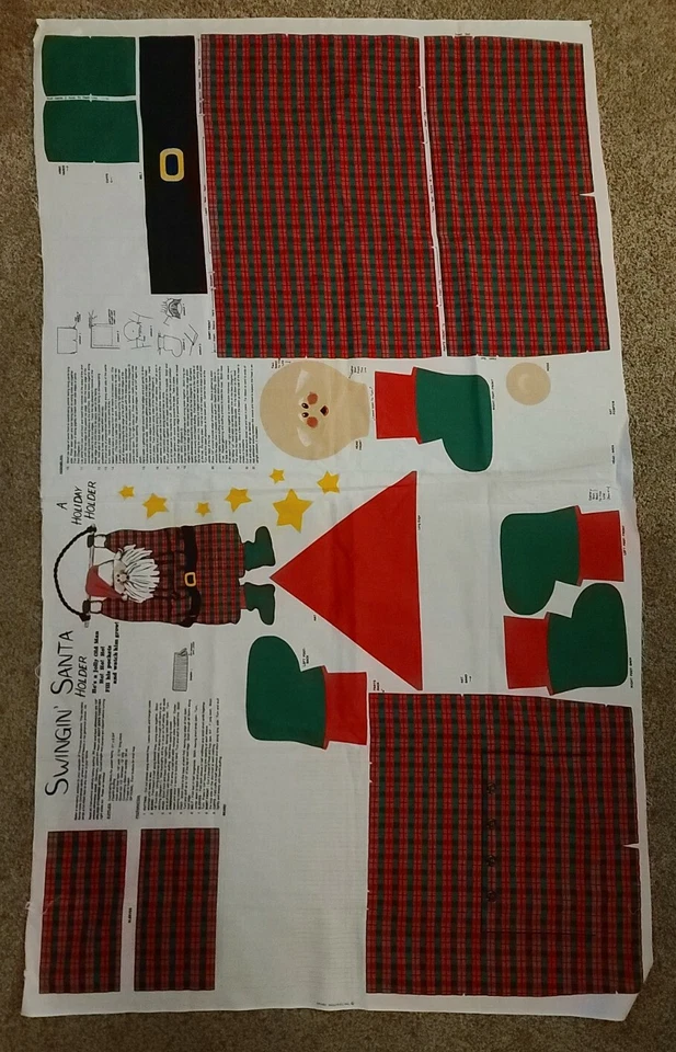 Swinging Santa Holder Springs Fabric Panel 60 x 34 Inches - Image 1 of 3