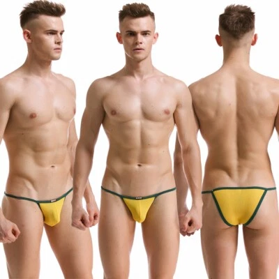 Men's Ice Silk Mesh Thong Underwear Sexy G-strings T-back Underpants M L XL 2XL - Image 1 of 4