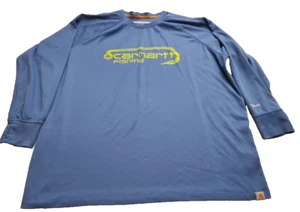Carhartt Force Fishing Mens 3XL Long Sleeve T-Shirt Blue Relaxed Fit -Defective - Picture 1 of 9