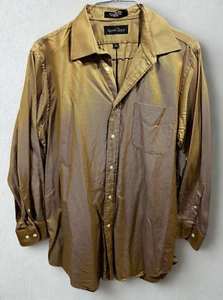 Kenneth Roberts Shirt Mens Large Tan Button Up Long Sleeve Dress Shirt Casual - Picture 1 of 9