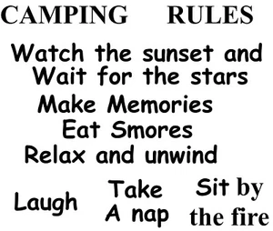CAMPING RULES WALL ART DECAL STICKER - Picture 1 of 1