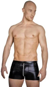 Noir Handmade - Glänzende Herren Wetlook Shorts mit Zip schwarz - S-3XL - Bild 1 von 2