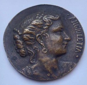 ITALY ? ANGIOLETIA ANTIQUE CAST BRONZE ART MEDAL - Picture 1 of 3