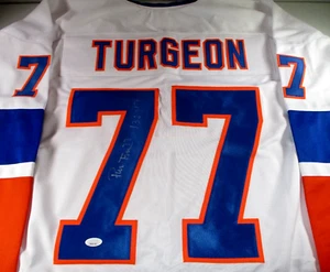 Pierre Turgeon / Autographed New York Islanders White Custom Hockey Jersey / JSA - Picture 1 of 7