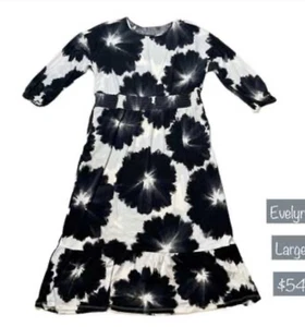 LulaRoe Evelyn groß schwarz weiß geblümt. - Bild 1 von 4