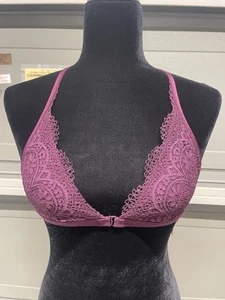 Victoria’s Secret Purple Lace Bralette Front Close Sz XS Lingerie Floral Bra - Picture 1 of 5