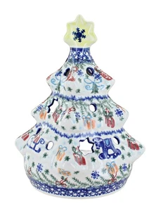 Luminary albero di Natale in ceramica lucida rosa blu taglia - Foto 1 di 2