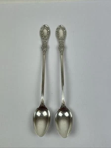 2 Manchester American Beauty 1935 Iced Tea Spoons Sterling Silver No Mono - Picture 1 of 13