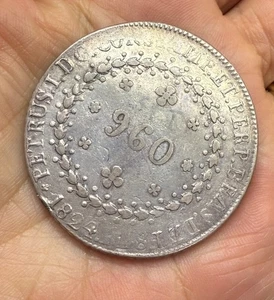 Brazil 1824 960 REIS Signo Silver Large Coin - Picture 1 of 6