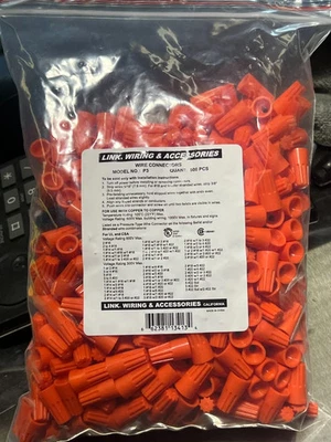 500 Pcs Electrical Wire Connectors - Orange Wire Caps Screw Terminals - Image 1 of 3