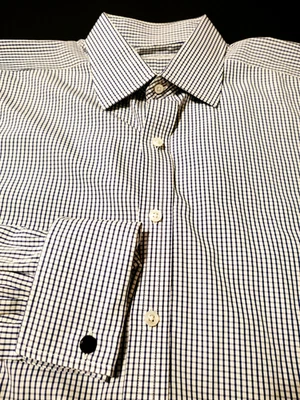 TURNBULL & ASSER Button Front 100% Cotton Size 42 16 1/2 35 Gray FRENCH CUFFS - Image 1 of 4