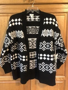 a.n.a a new approach Black Women's Knit Cardigan Sweater Open Front PL, Polyeste - Picture 1 of 10