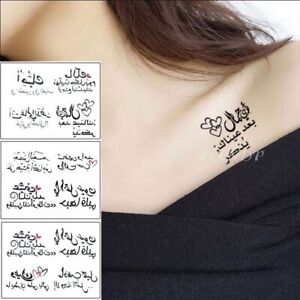 Arabic Letter Temporary Tattoo Sticker - Heart Love Waterproof Flash Tattoos 1PC