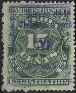 Sello de registro de Canadá 1912 VanDam #QR18 15c verde Quebec, usado - Imagen 1 de 1