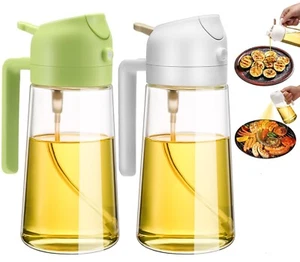 Green Or White 2 in 1 Glass Oil Sprayer BBQ Dispenser Sprayz Baking Oil Bottle - Picture 1 of 21