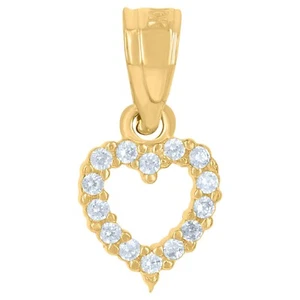 Ciondolo donna cuore in oro giallo 10 kt 10 kt con zirconi e cuore 0,5 pollici - Foto 1 di 4