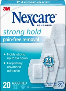 SM Nexcare Strong Hold Pain Free Removal Bandages, Assorted, 20ct - Picture 1 of 1