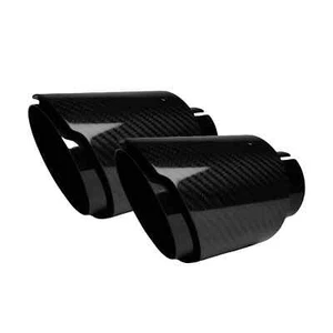1Pcs Car Carbon Fibre Stainless Steel Silencer Bright Black Twill Glossy Muffler - Picture 1 of 42