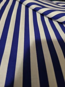 45" Fabric ~2.5yd Blue White Stripe Cotton Blend   Sewing Material - Picture 1 of 2