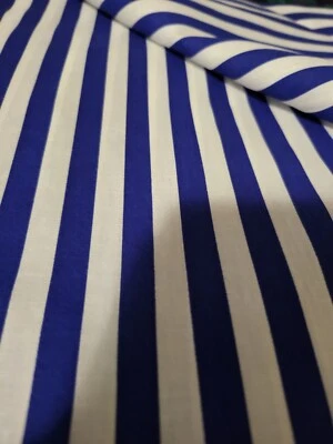 45" Fabric ~2.5yd Blue White Stripe Cotton Blend   Sewing Material - Image 1 of 2