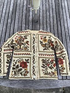 Penney’s 38 100% Wool Sun Flower Birds Nature Cardigan Vintage Sweater