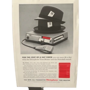 De colección 1959 Dictaphone Todo Nuevo Costo de un Sombrero Comprobar Anuncio - Imagen 1 de 4