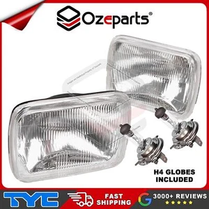 Pair LH+RH Head Light Lamp With H4 Globe Glass Lens For Toyota Hilux 1980~2005 - Picture 1 of 5