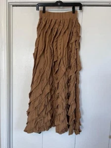 LN Jak & Peppar Tan Long Ruffled Maxi Skirt Tween Teen Girl 14 16 BOHO *HTF - Picture 1 of 1