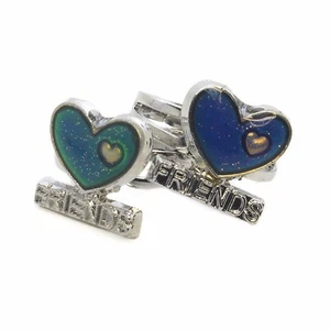 2 Kids Best Friend Anillos de estado de ánimo que cambian de color y gráficos de estado de ánimo gratis Tamaño ajustable - Imagen 1 de 5
