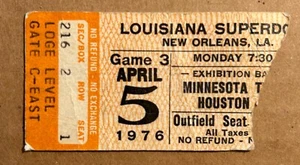 1976 Twins Astros Ticket Stub 4/5 First Game Ever Played in Louisiana Superdome - Picture 1 of 7