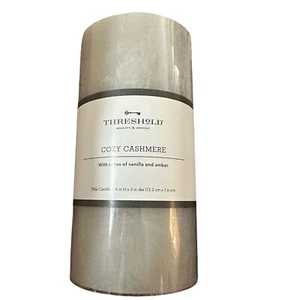 Threshold Pillar Candle 6" x 3" Cozy Cashmere Vanilla Amber Gray Target 75 Hours - Picture 1 of 3