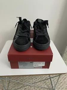 Hassia Bilbao 301219-0100 Black Suede Patent Trim Zip Sneakers 37.5 X Wide - Picture 1 of 9