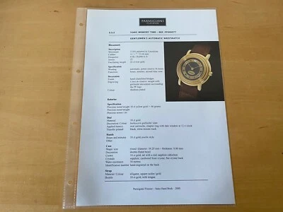 Data Sheet Parmigiani Fleurier Scheda Tecnica - Toriche Memory Time - Immagine 1 di 2
