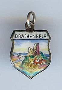 DE COLECCIÓN S800 ESMALTE PLATEADO DRACHENFELS HILL ALEMANIA ESCUDO ENCANTO - Imagen 1 de 2
