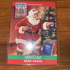 Santa Claus 1990 NFL Pro Set Collectible Card Head Coach - Vintage 1214