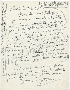 Pablo Picasso TOP Autogramm Brief signiert, 1953, Bezugnahme auf ein Gemälde - Bild 1 von 2