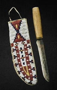 Cubierta de cuchillo indio con cuentas sioux nativo americano vaina de cuchillo hecha a mano S836 - Imagen 1 de 3